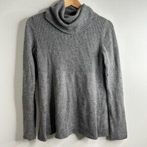 Banana Republic Sweater Womens M Gray Cowl Neck Cashmere Blend Ribbed‎ Knit Lux